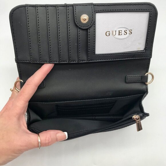 Guess Black Textured Noelle Flap Mini Crossbody - Picture 10 of 11